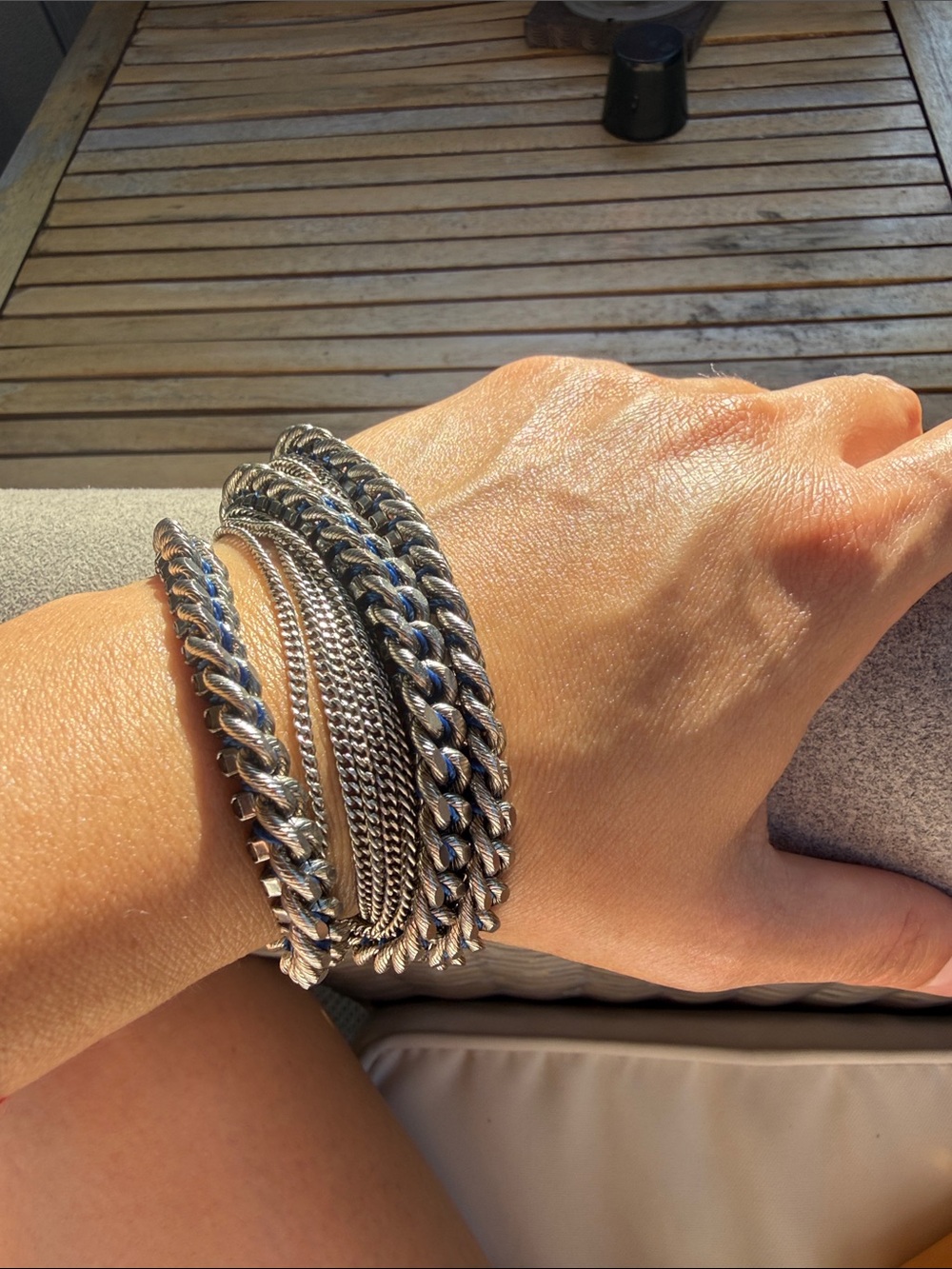 Multi-Chain Silver Bracelet - Layered Metal bracelet